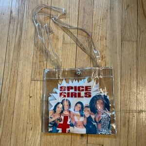 vintage NEW  Spice Girls clear  vinyl tote bag with snap closure 10”x10” unused